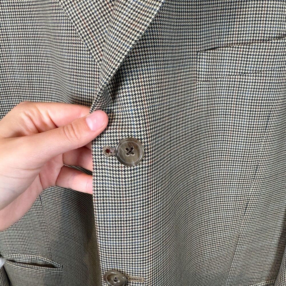 Joseph Abboud Blazer 100% WOOL Geometric Check Brown Jacket Sport Coat 44R - Picture 5 of 13